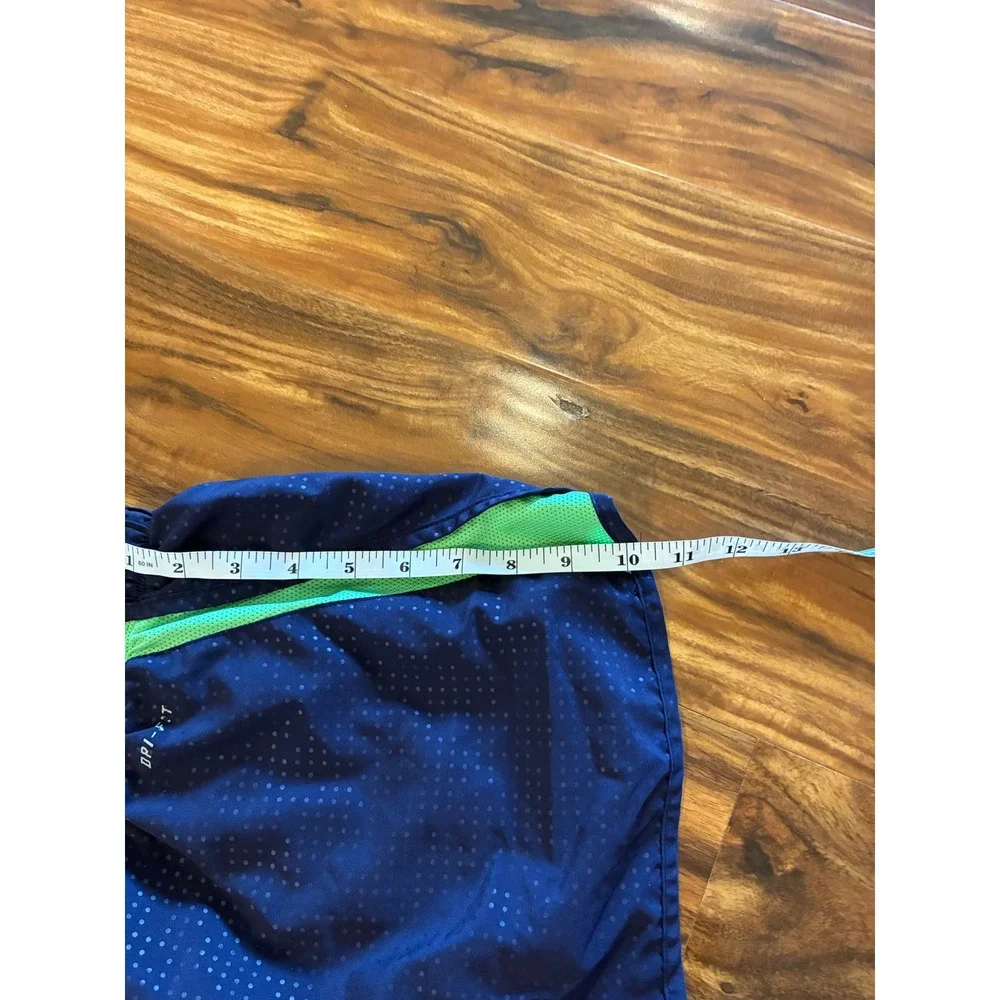 Nike‎ Mens Dri-FIT Running Shorts Navy Blue Lime Green Medium 0145-B3